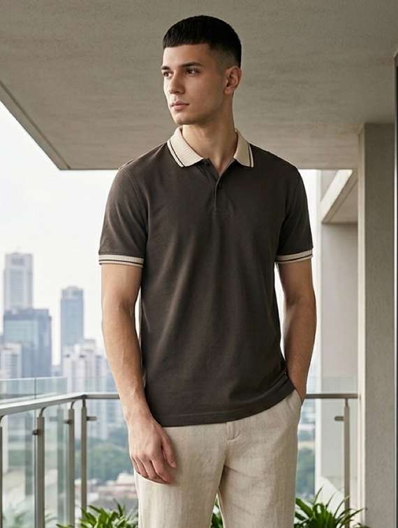 men solid short sleeve regular fit polo t-shirt
