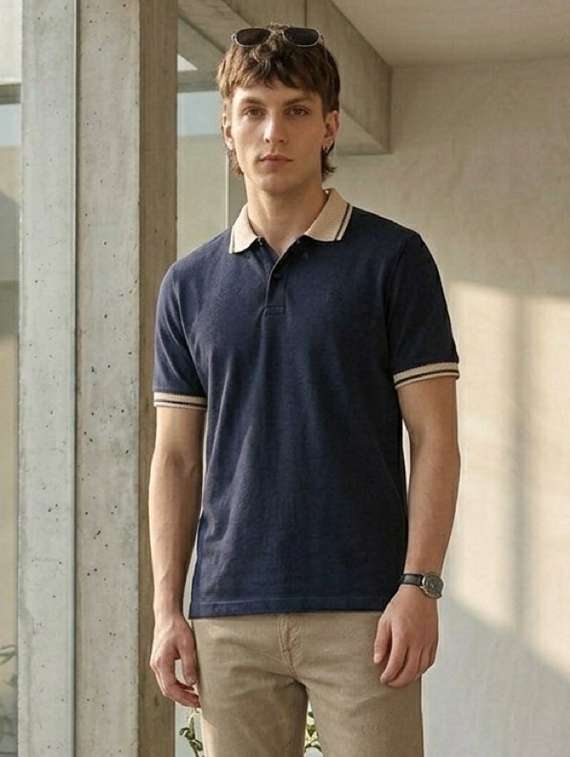 men solid short sleeve regular fit polo t-shirt