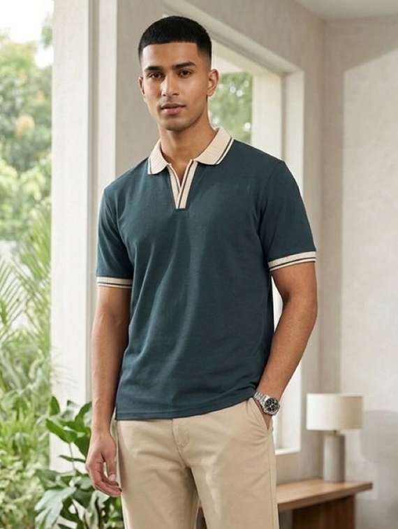 men solid short sleeve regular fit polo t-shirt