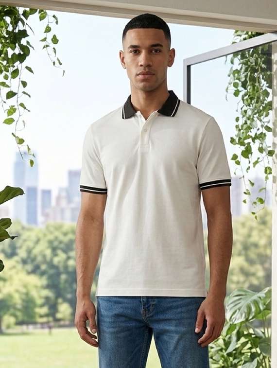 men solid short sleeve regular fit polo t-shirt