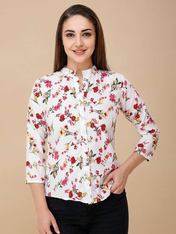 women white poly crepe regular shirt