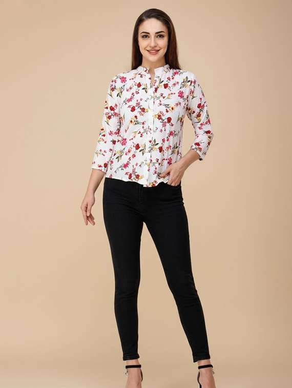women white poly crepe regular shirt - 22486218 -  Standard Image - 3