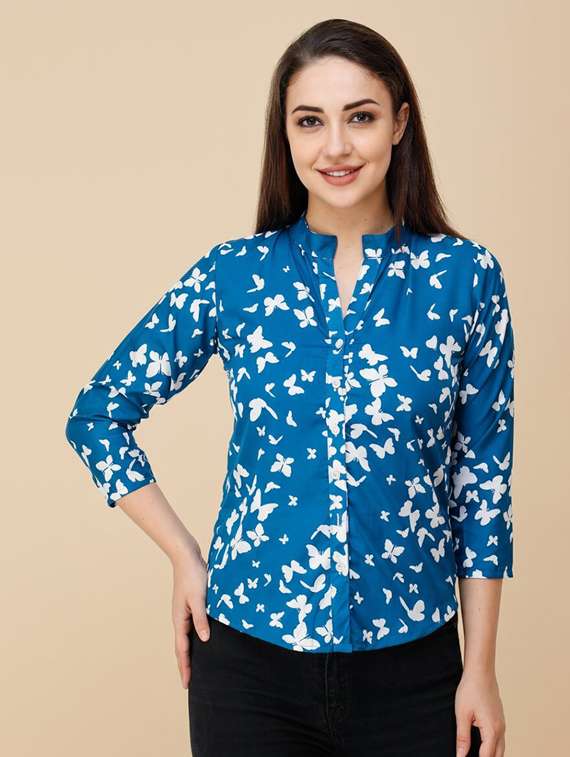 girls print poly crepe shirt