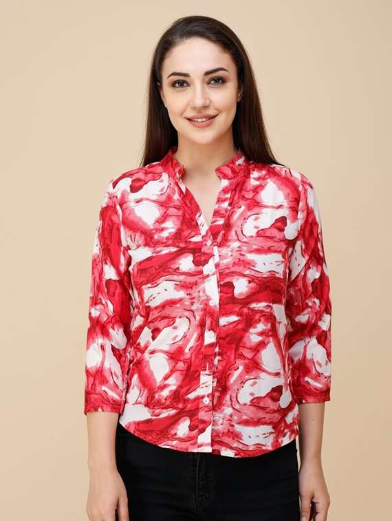 girls print poly crepe shirt