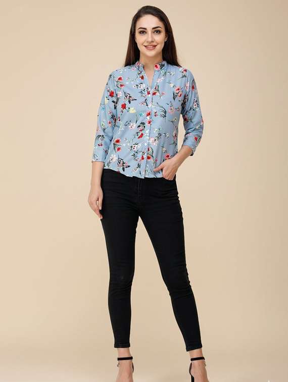 girls print poly crepe shirt - 22486222 -  Standard Image - 3