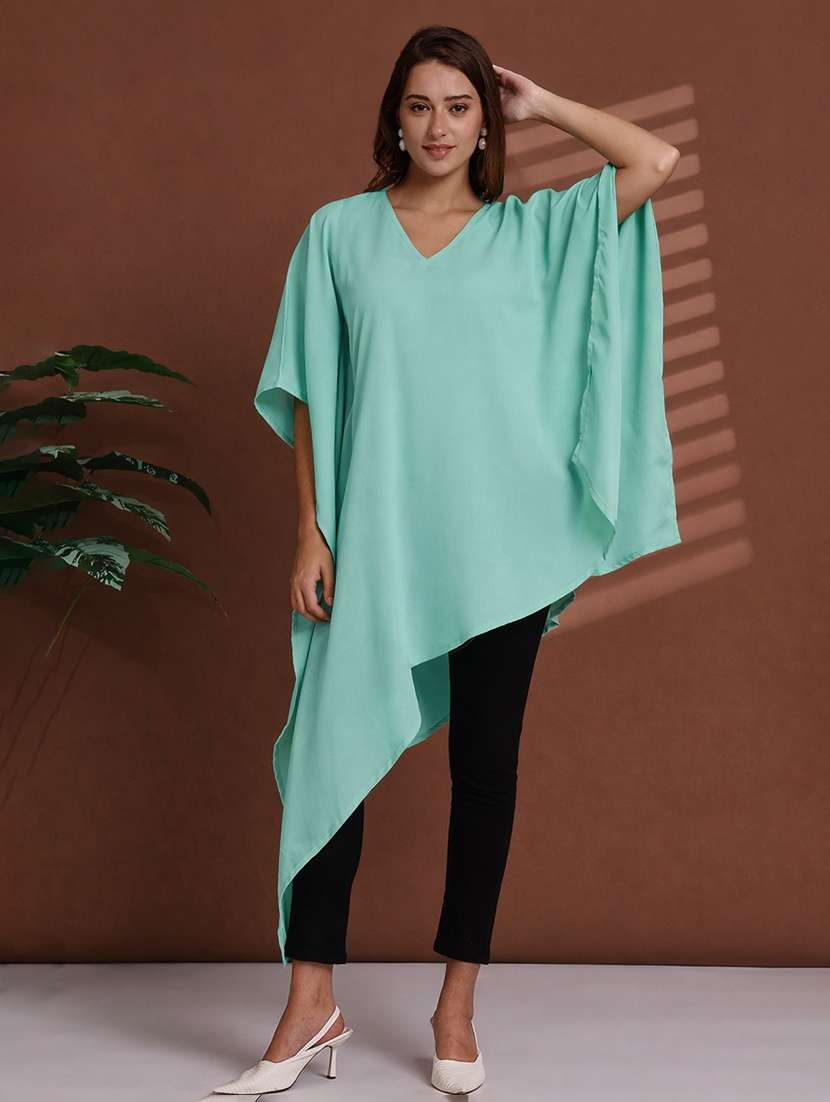 women solid kimono sleeve kaftan top