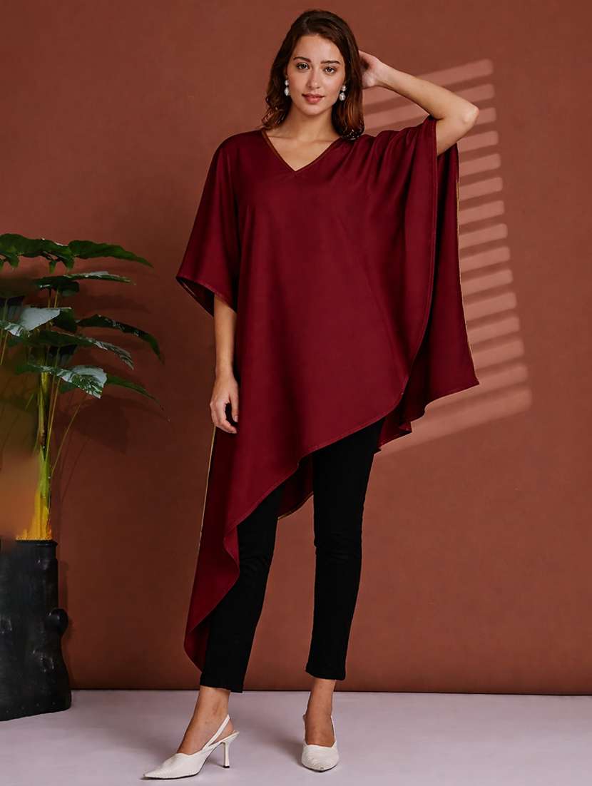 women solid kimono sleeve kaftan top