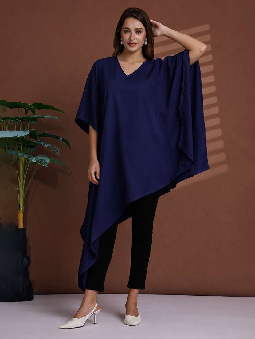 women solid kimono sleeve kaftan top