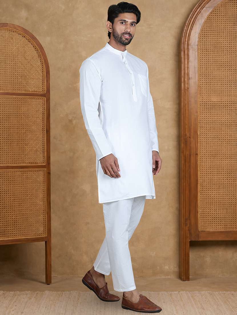 men solid mandarin neck kurta pyjama set - 22486258 -  Standard Image - 3