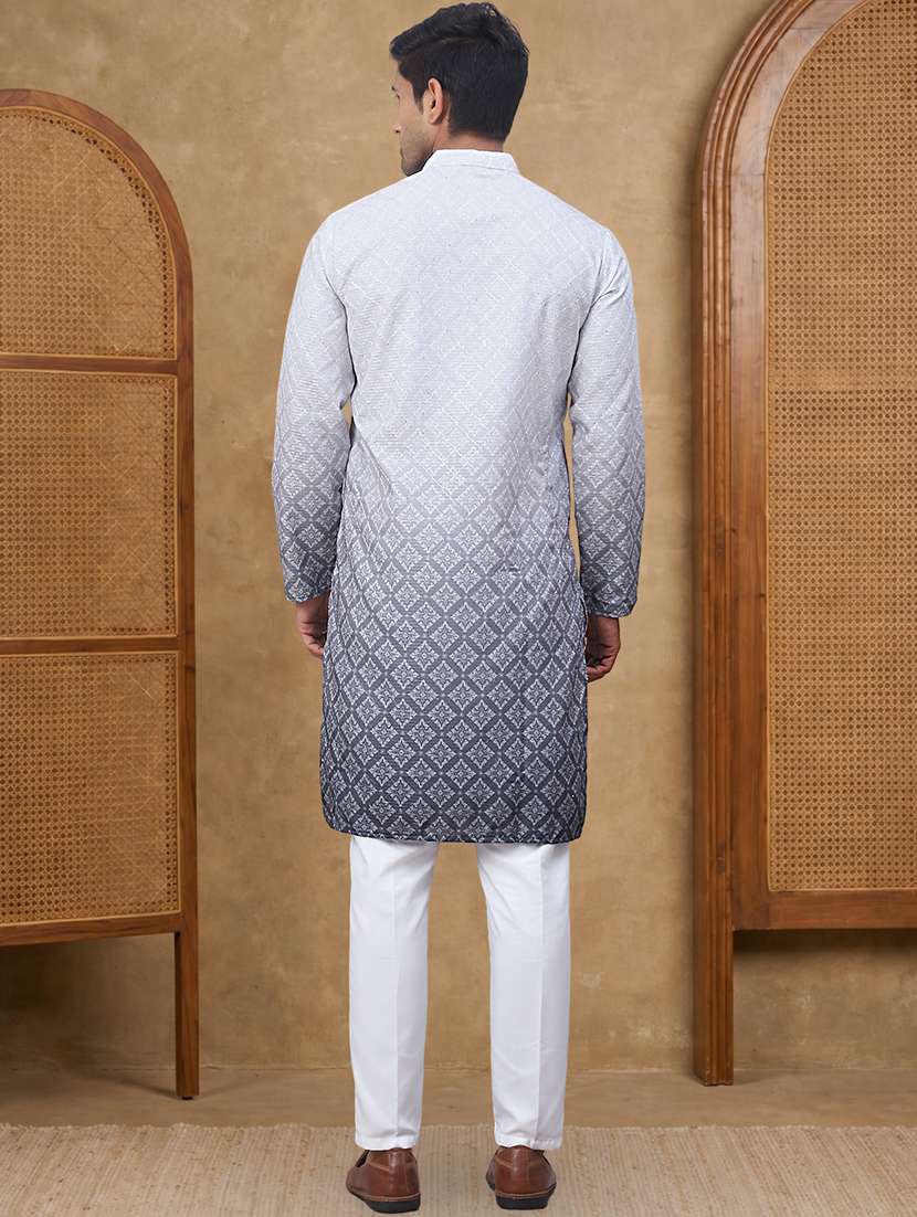 Men Ombre Mandarin Neck Kurta Pyjama Set - 22486268 -  Standard Image - 3