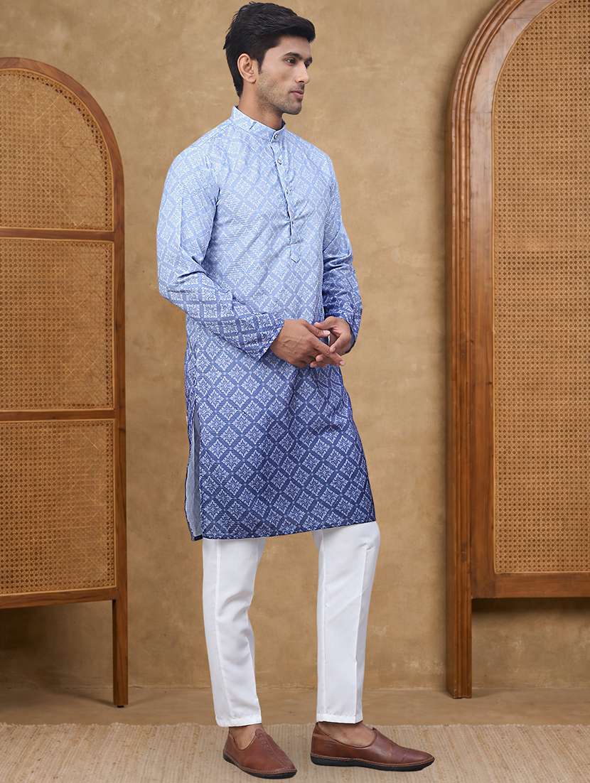 men ombre mandarin neck kurta pyjama set
