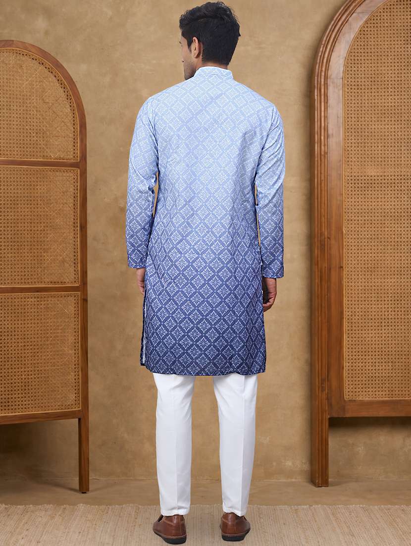 Men Ombre Mandarin Neck Kurta Pyjama Set - 22486269 -  Standard Image - 3
