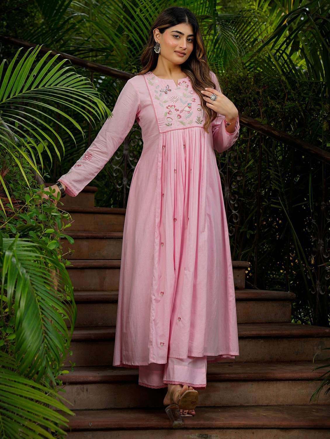 women solid with work long sleeve kurta pant with dupatta set - 22486287 -  Standard Image - 3