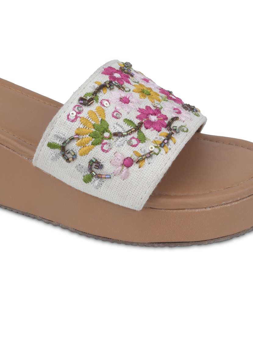 women embroidered slip on wedge - 22486313 -  Standard Image - 3