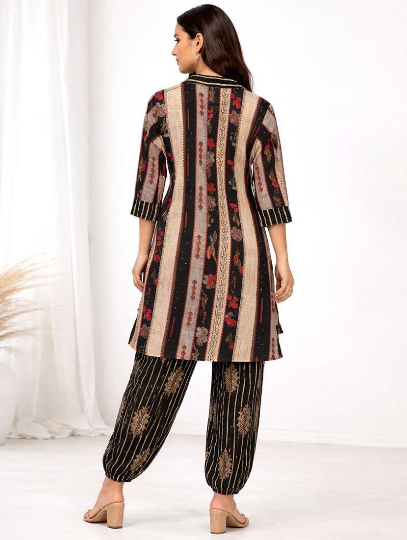 women printed three quarter sleeve kurta salwar set - 22486382 -  Standard Image - 3