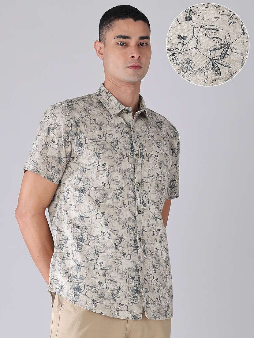 men printed short sleeves regular fit casual shirt - 22486445 -  Standard Image - 3