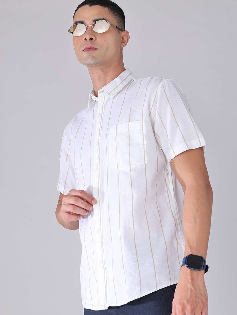 men printed short sleeves regular fit casual shirt