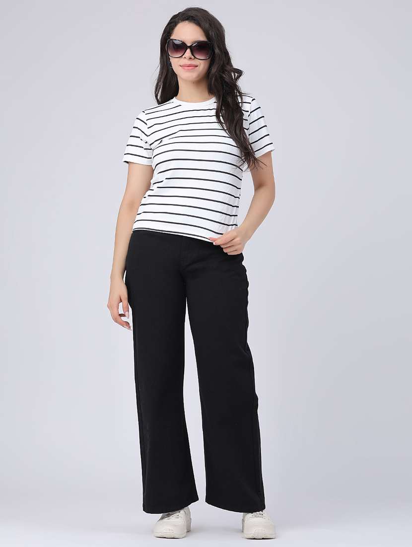 women solid high rise wide leg jeans - 22486542 -  Standard Image - 5