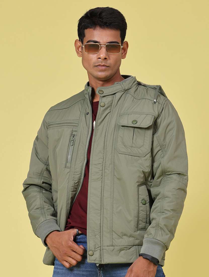 men solid long sleeve insulator bomber jacket