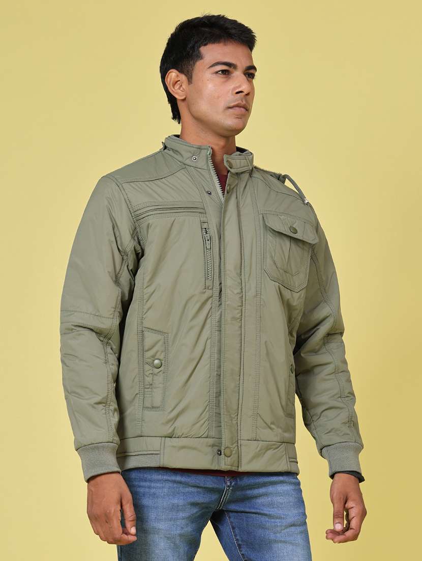 Men Solid Long Sleeve Insulator Bomber Jacket - 22486636 -  Standard Image - 3