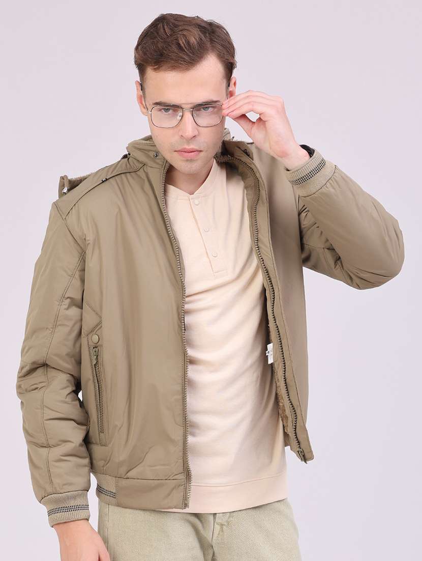 men solid long sleeve insulator bomber jacket