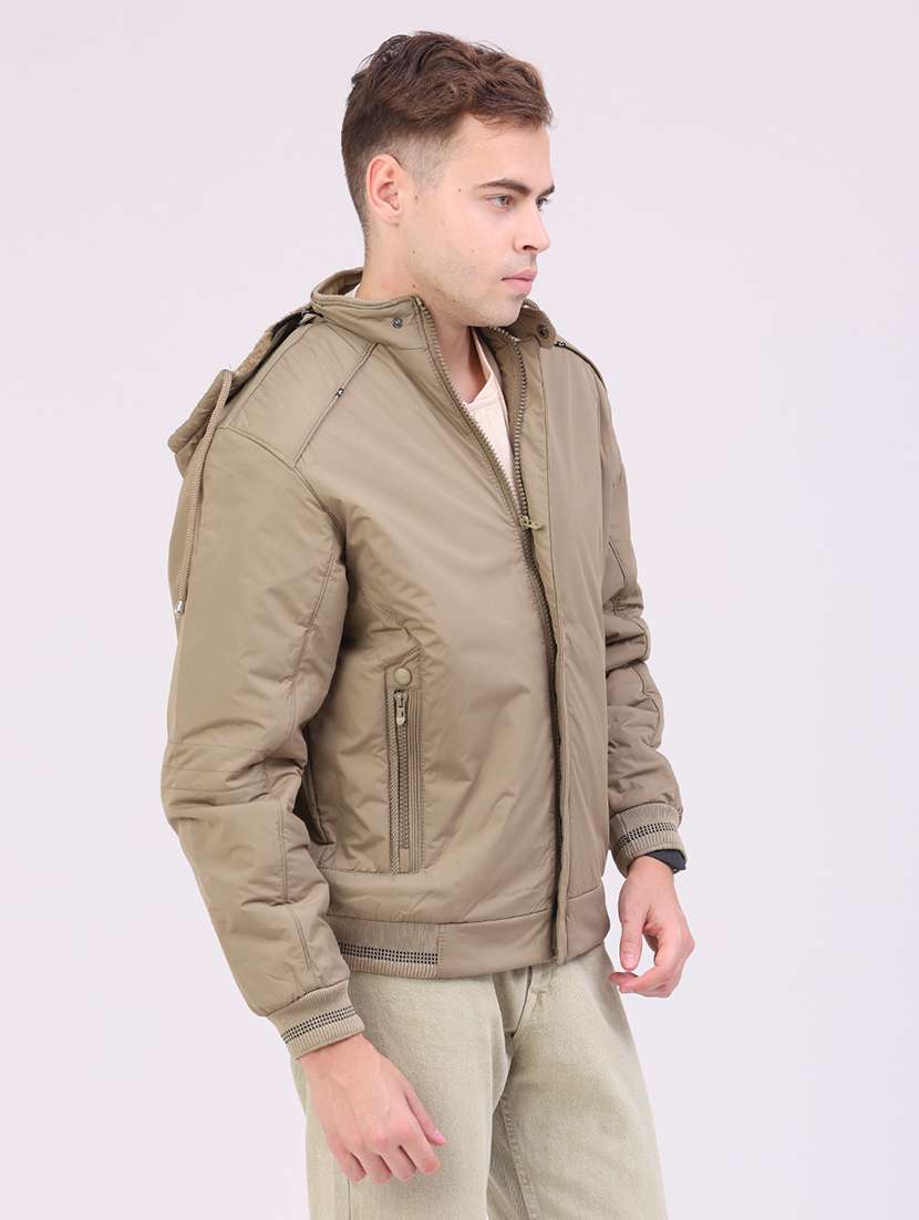 Men Solid Long Sleeve Insulator Bomber Jacket - 22486640 -  Standard Image - 3