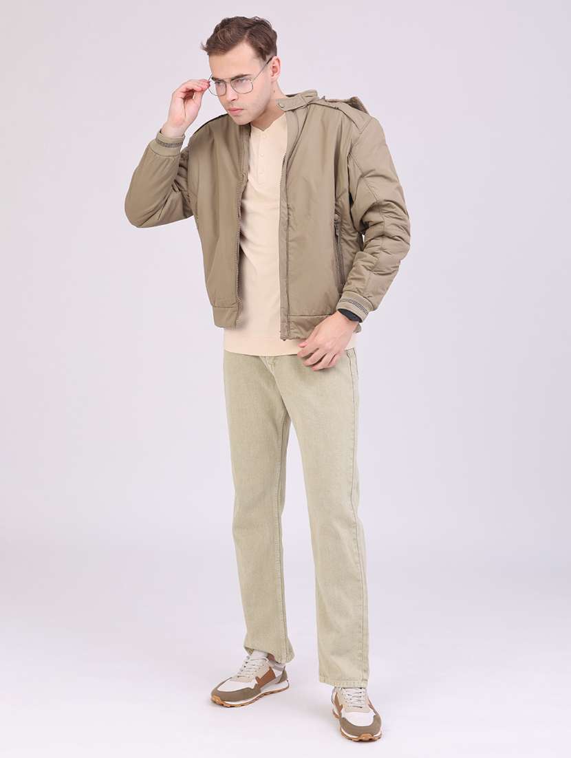 Men Solid Long Sleeve Insulator Bomber Jacket - 22486640 -  Standard Image - 5
