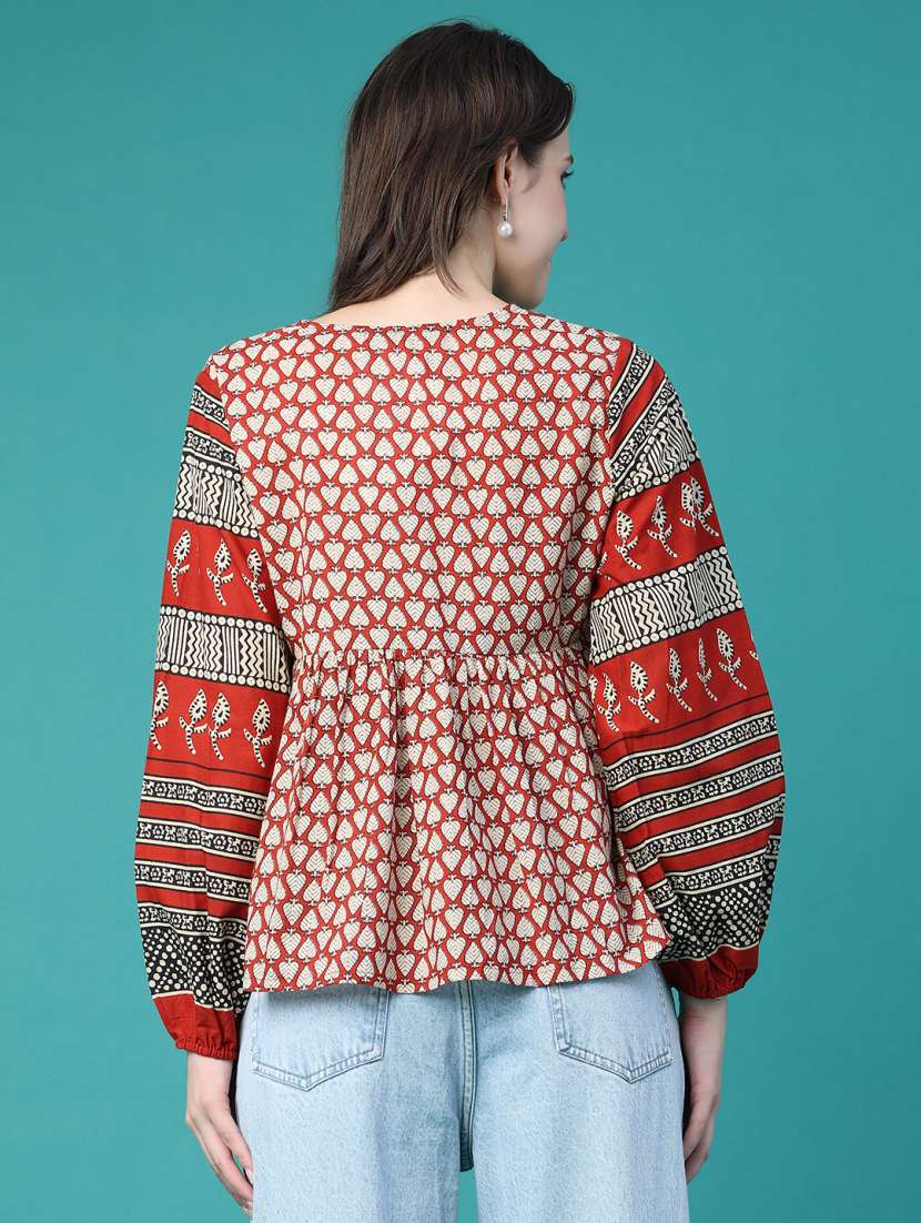 Women Printed Long Sleeves A-line Top - 22486659 -  Standard Image - 3