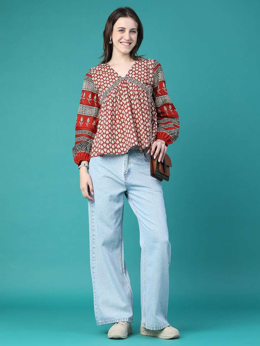 Women Printed Long Sleeves A-line Top - 22486659 -  Standard Image - 5