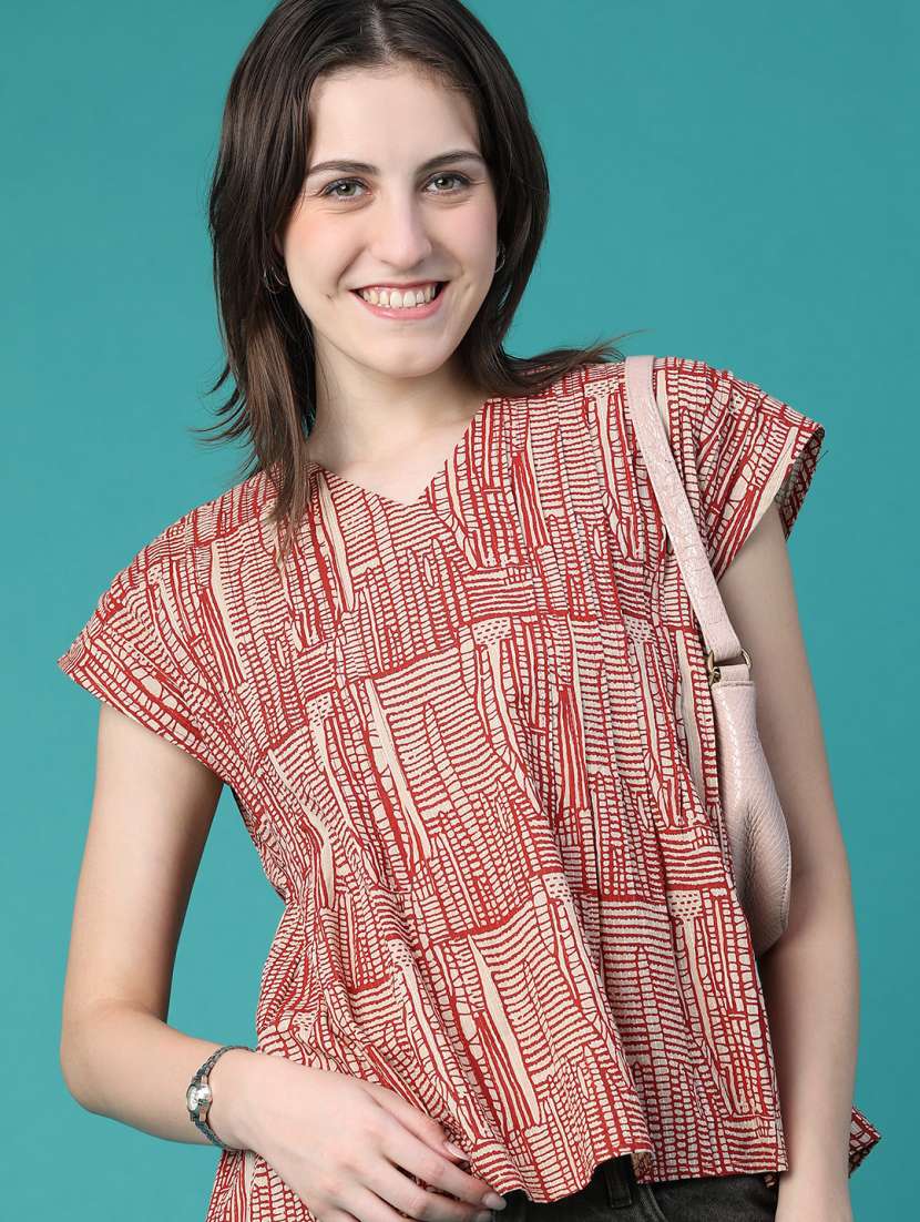women printed short sleeves regular top