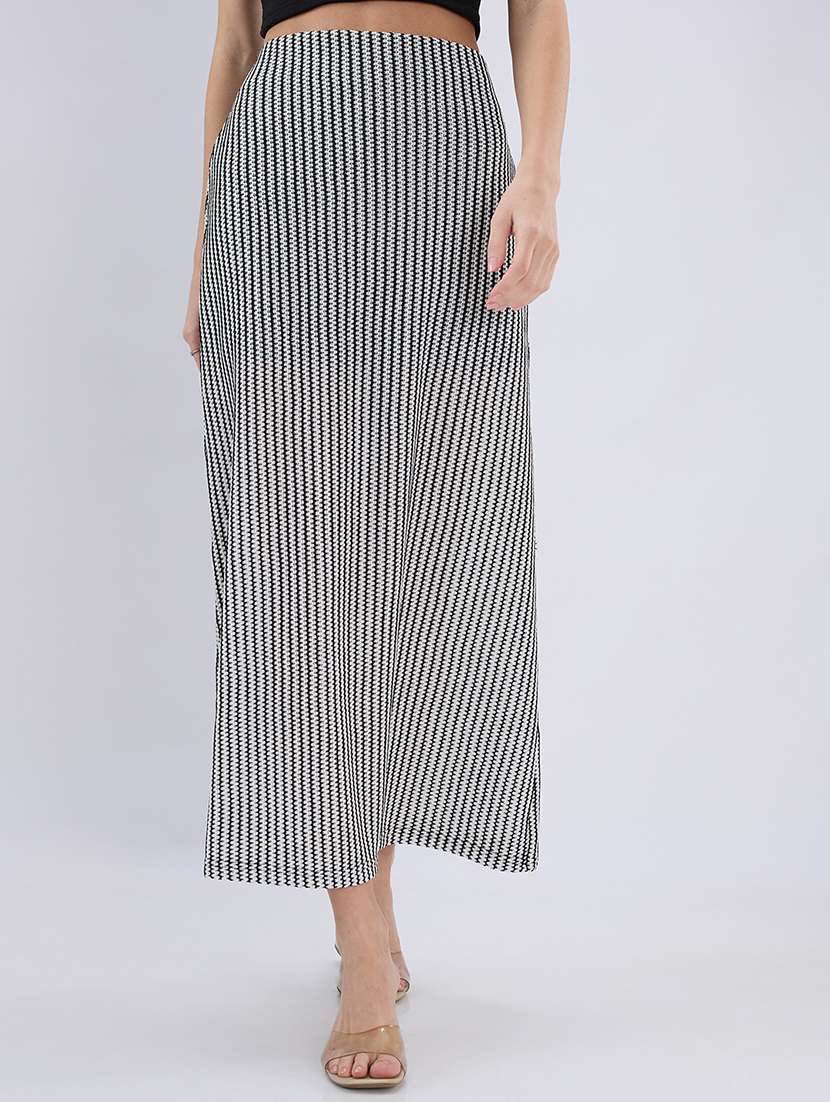 women multi polyester flared skirt