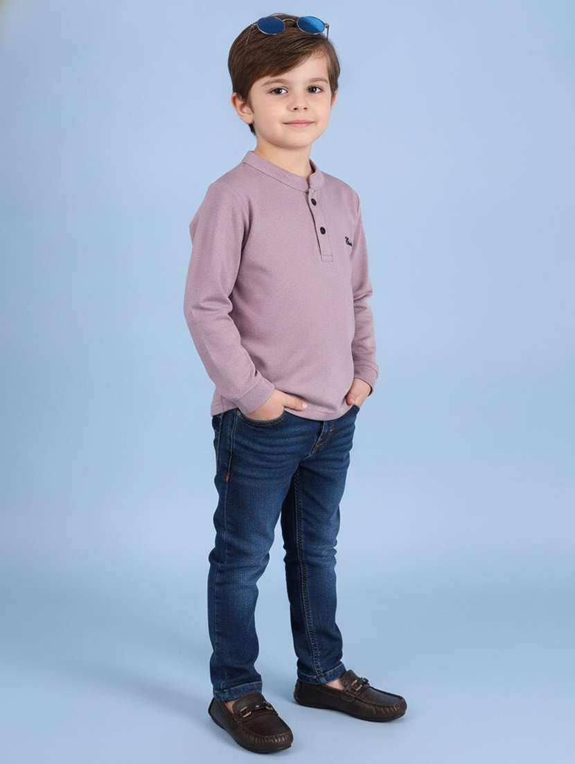 boys self design long sleeves regular fit t-shirt