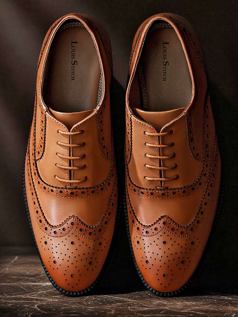men orange lace-up brouge
