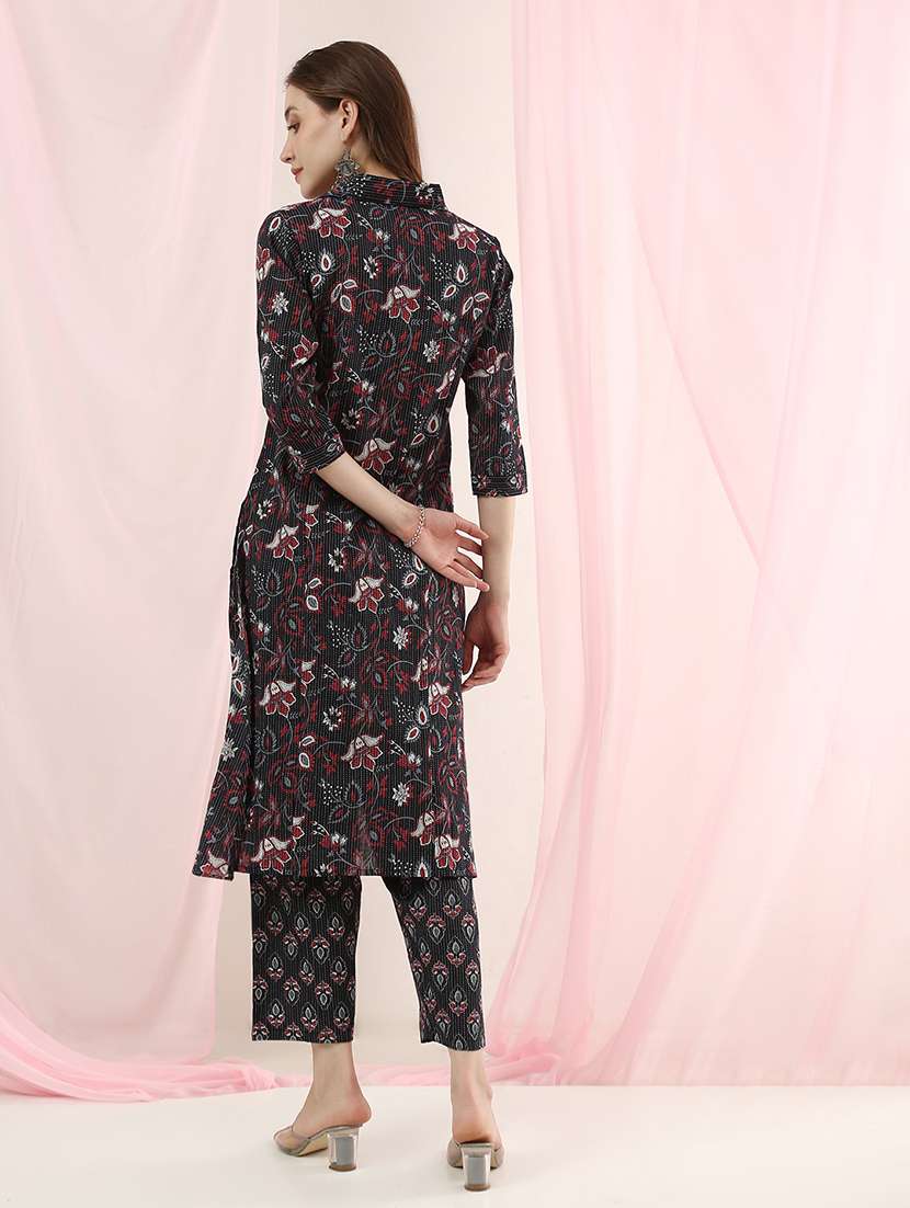 girls floral print cotton blend kurta pant set - 22486920 -  Standard Image - 3