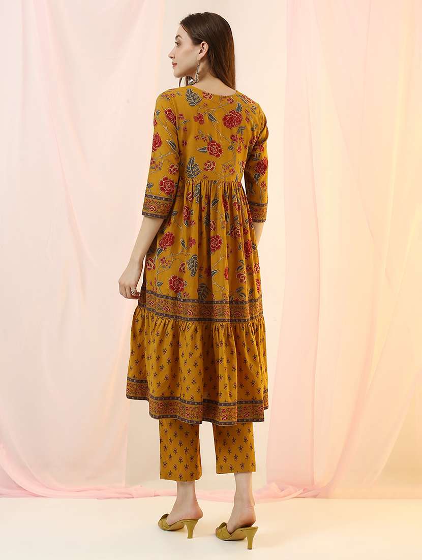 women mustard kurta pant set ethnic suit - 22486923 -  Standard Image - 3