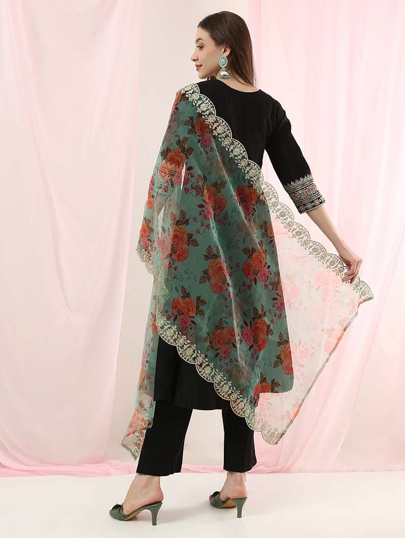 girls viscose kurta pant set with floral dupatta - 22486924 -  Standard Image - 3