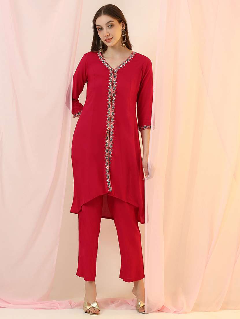 women pink kurta pant set ethnic suit