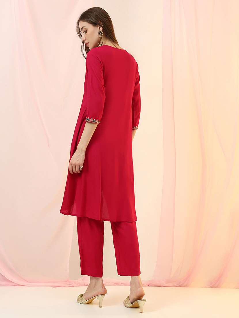 women pink kurta pant set ethnic suit - 22486931 -  Standard Image - 3