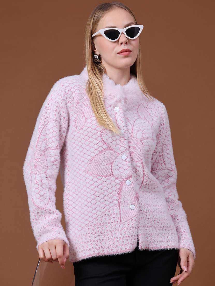 women self design long sleeve cardigan