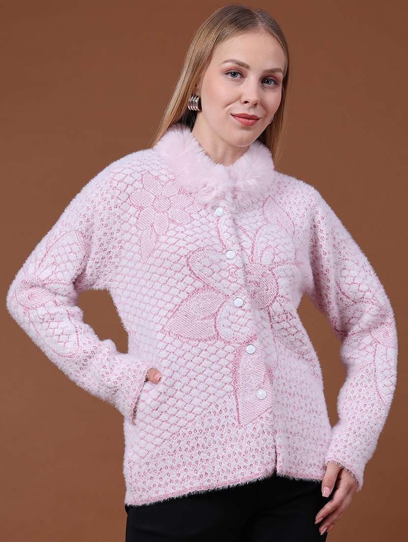 Women Self Design Long Sleeve Cardigan - 22486954 -  Standard Image - 3