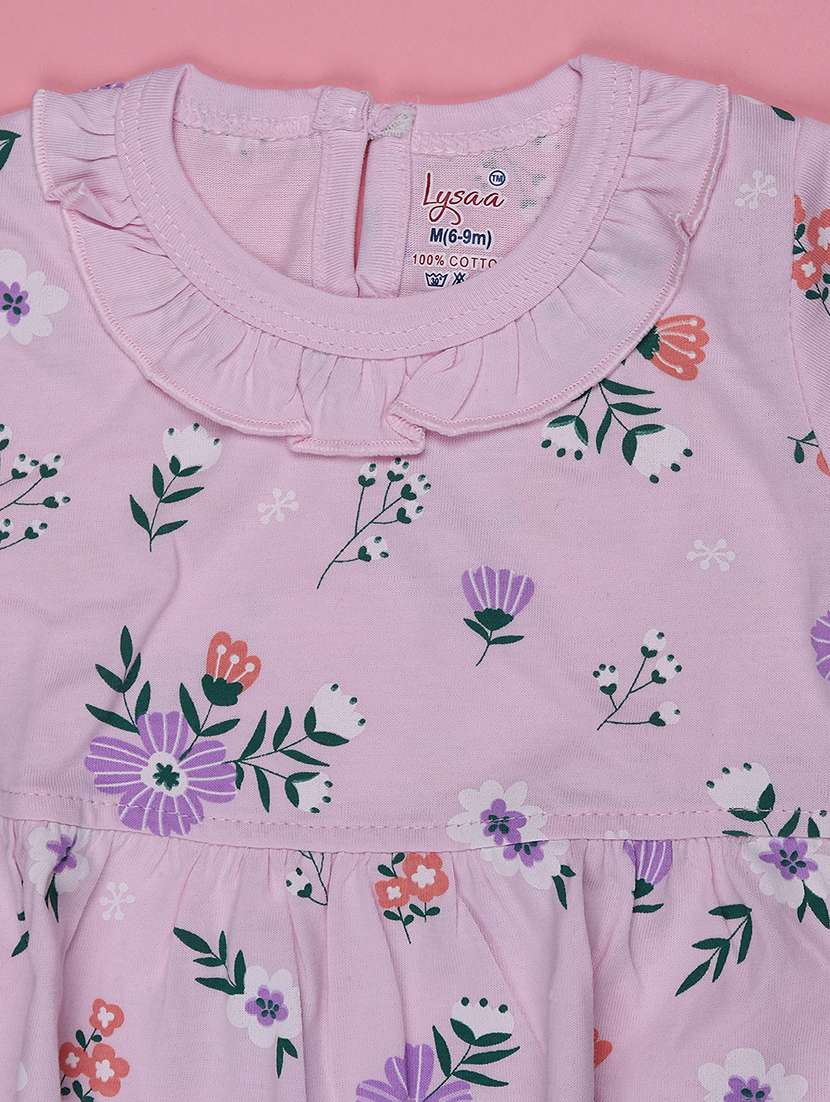 Girls Printed Round Neck Frock With Bloomer - 22488018 -  Standard Image - 3