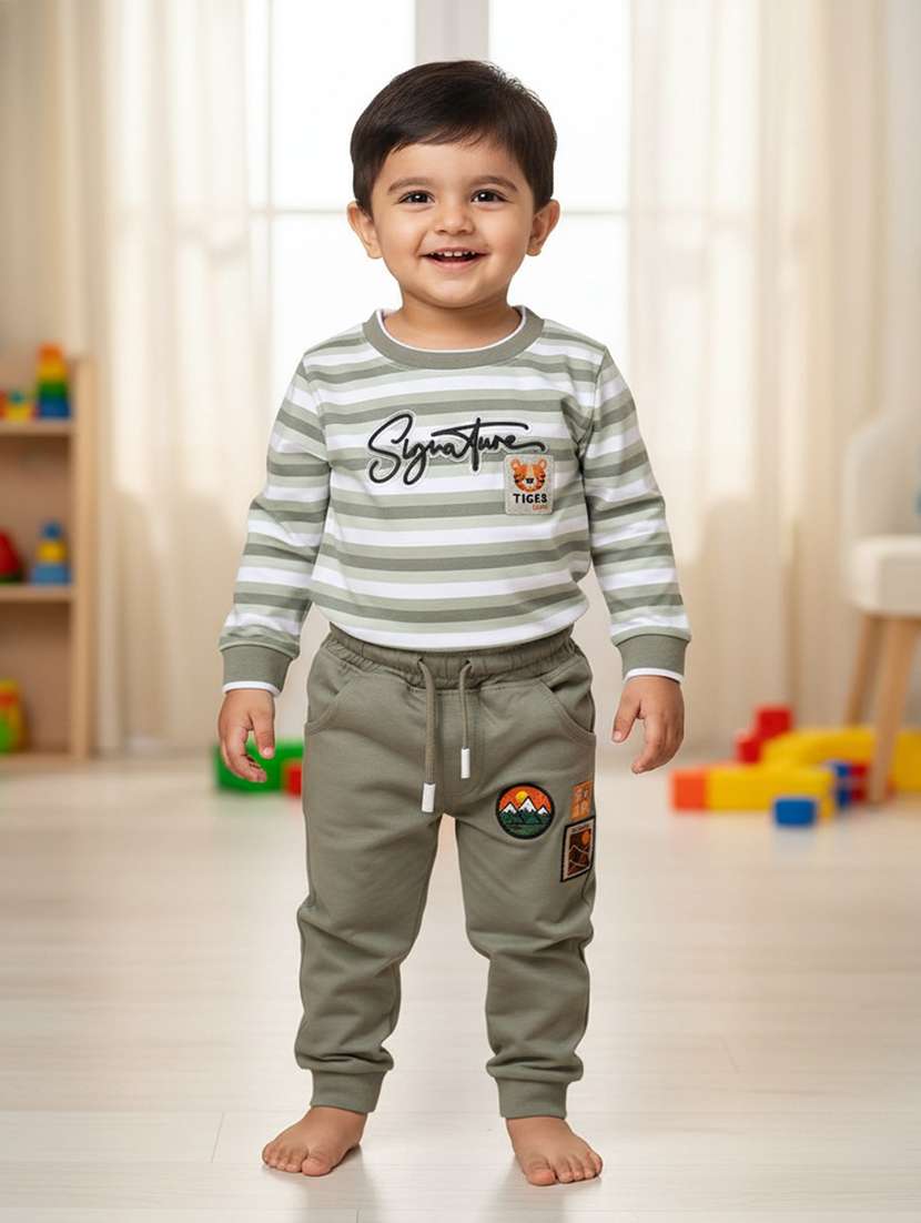 kids printed long sleeves full length set