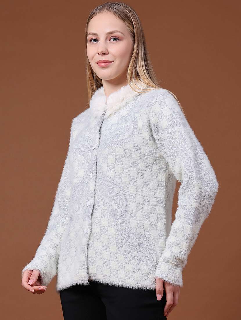 Women Self Design Long Sleeve Cardigan - 22488606 -  Standard Image - 3