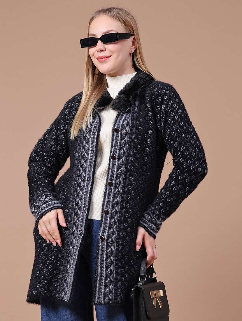 women self design long sleeve cardigan