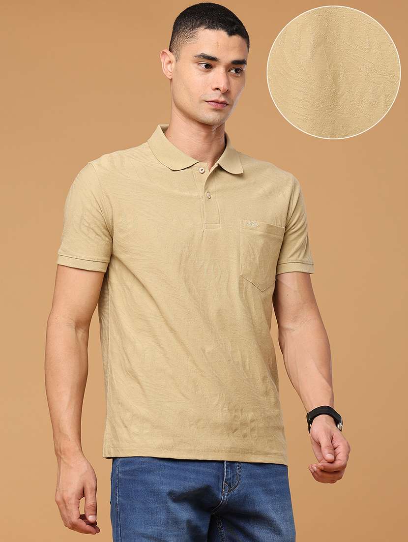 Men Self Design Short Sleeves Polo T-shirt - 22488665 -  Standard Image - 3