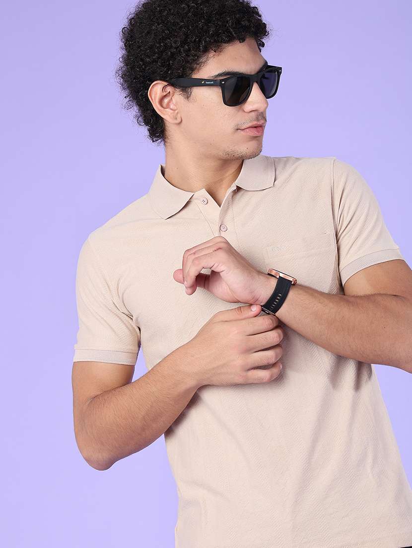men self design short sleeve slim fit polo t-shirt
