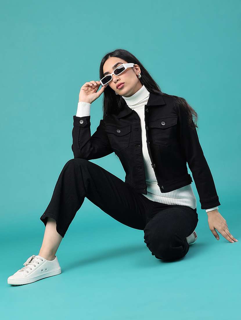 Women Solid Long Sleeves Denim Jacket - 22488737 -  Standard Image - 5