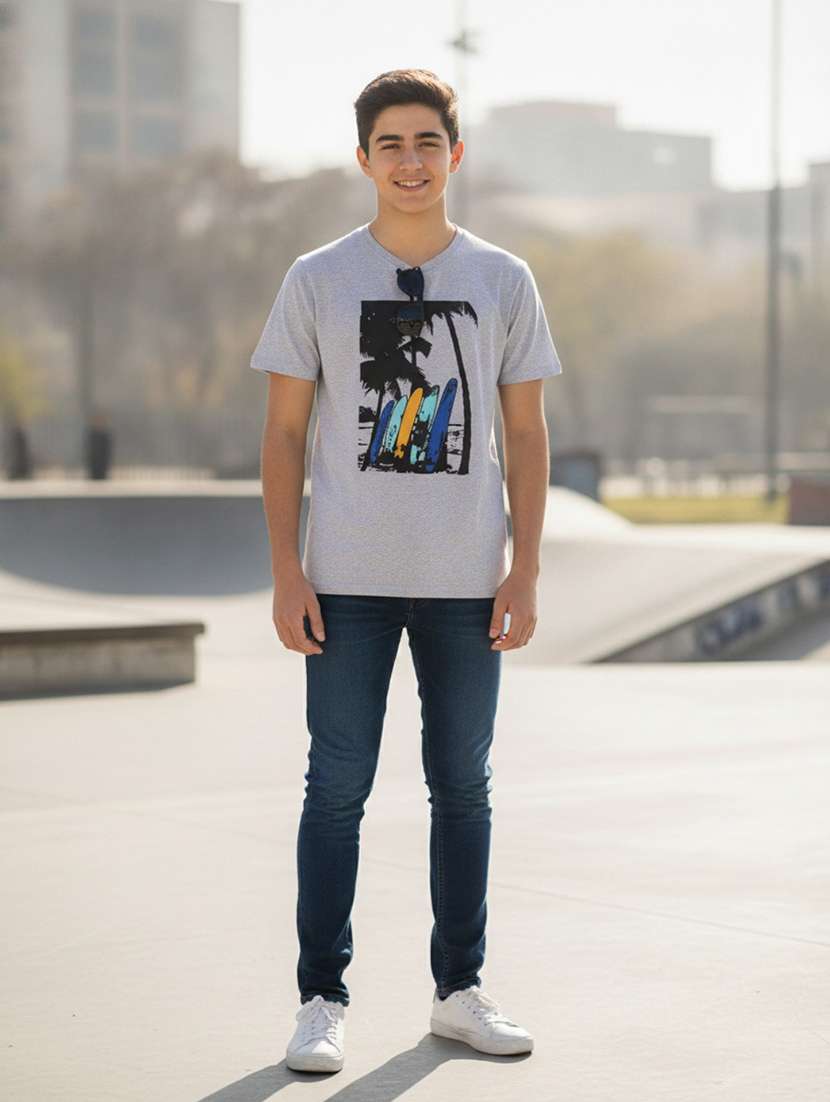 boys printed short sleeves regular fit t-shirt