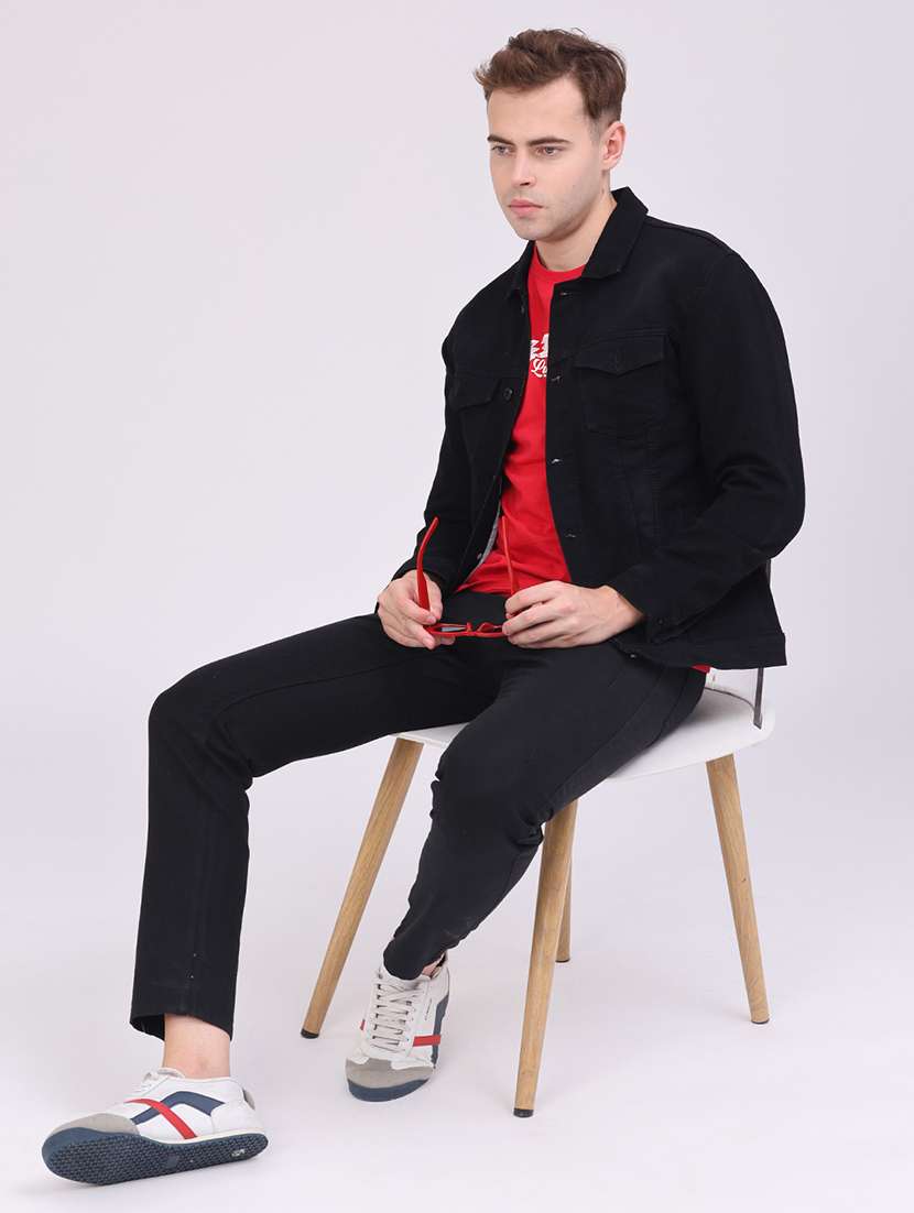 Men Solid Long Sleeve Denim Jacket - 22488857 -  Standard Image - 5