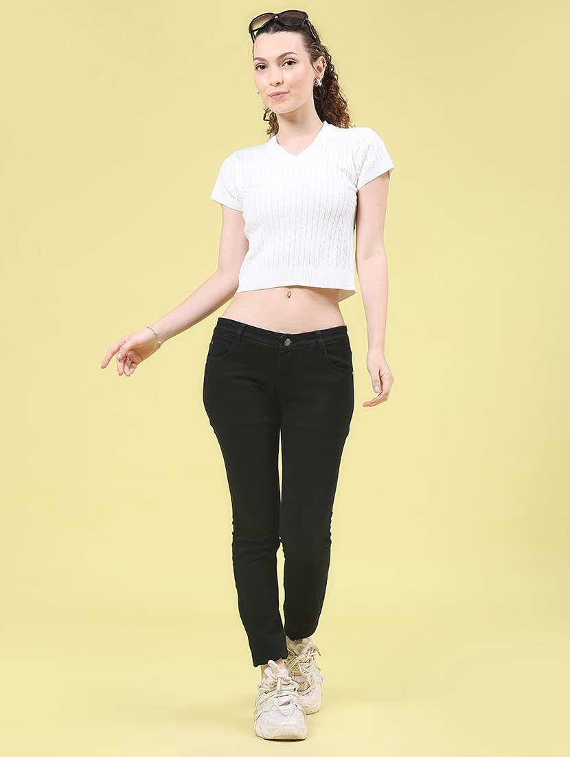 Women Self Design Short Sleeves Crop Top - 22489121 -  Standard Image - 5